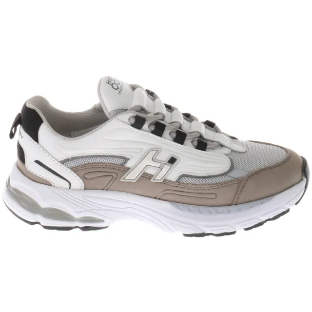 Hip leren sneakers wit/beige/grijs