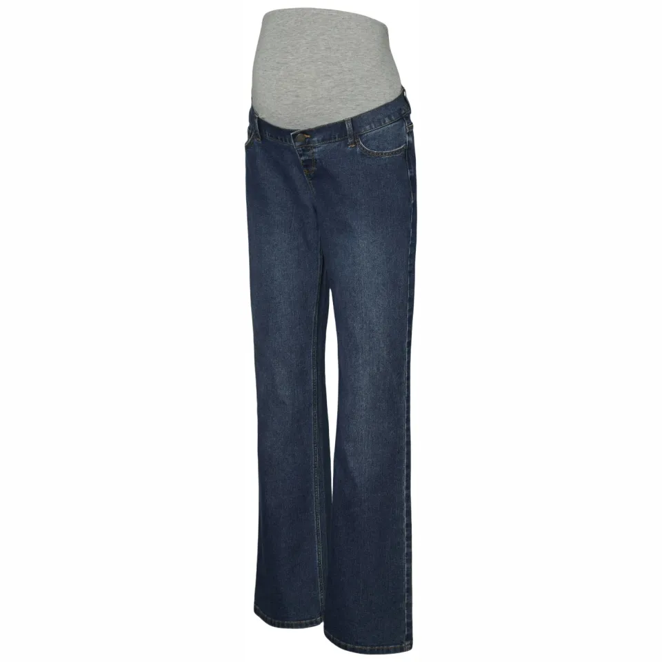 Mamalicious high waist zwangerschaps flared jeans dark blue denim, foto 2