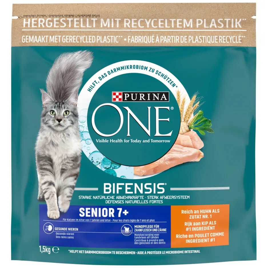 Purina ONE Senior kattenvoer kip met volkoren granen