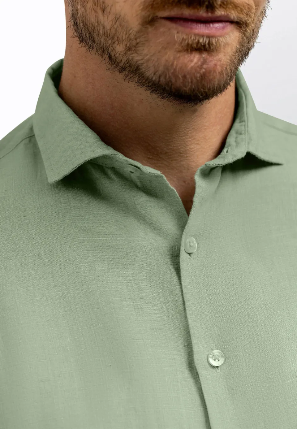State Of Art regular casual overhemd met linnen groen, foto 7