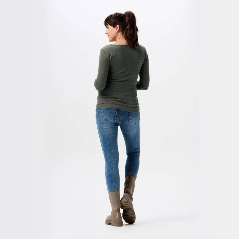 Noppies Sara zwangerschaps- en voedingslongsleeve olijfgroen, foto 4
