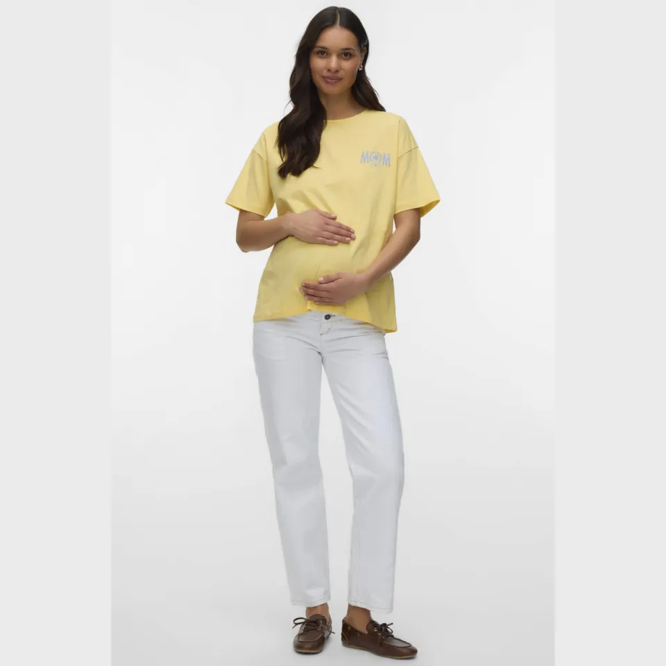 Mamalicious MLOLLI high waist zwangerschaps straight leg jeans wit