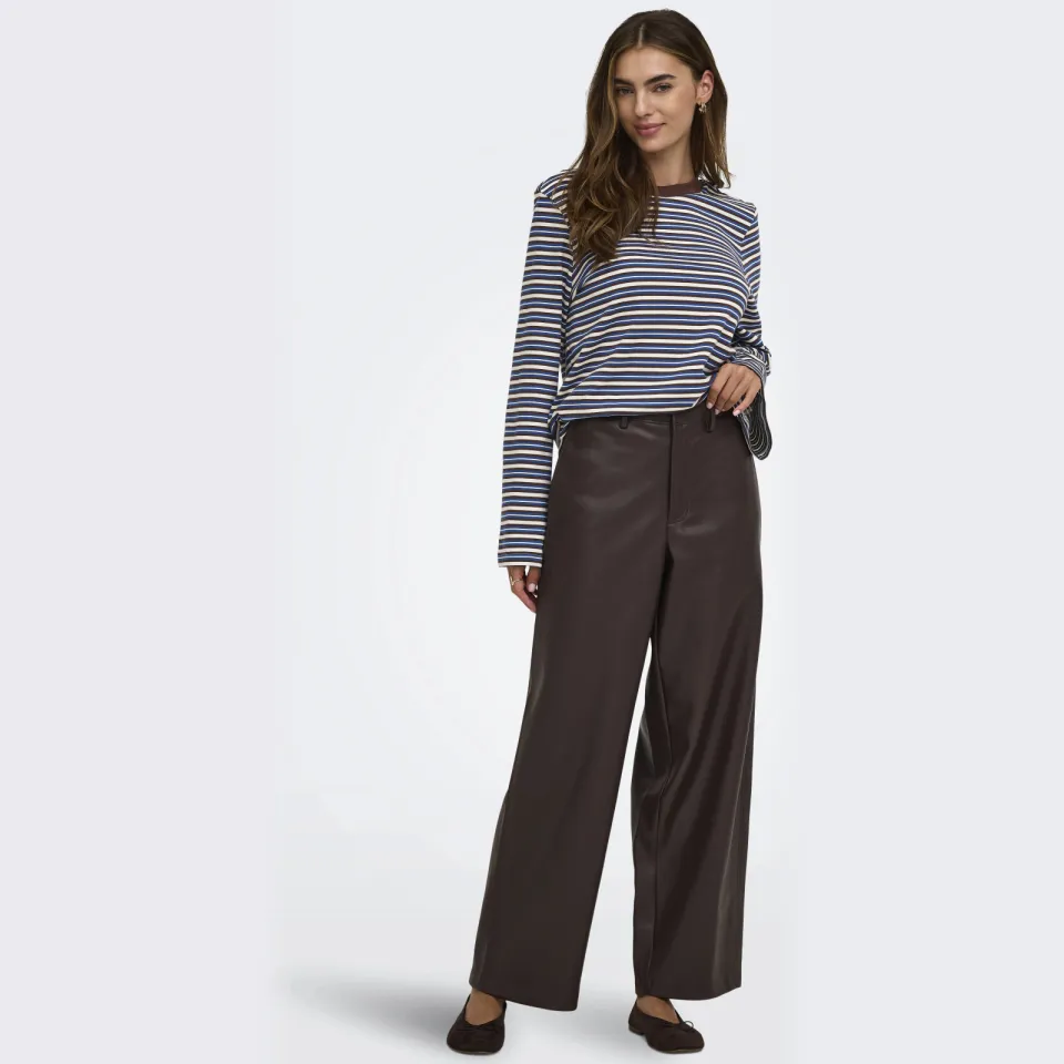 Only Neli wide leg broek donkerbruin, foto 4