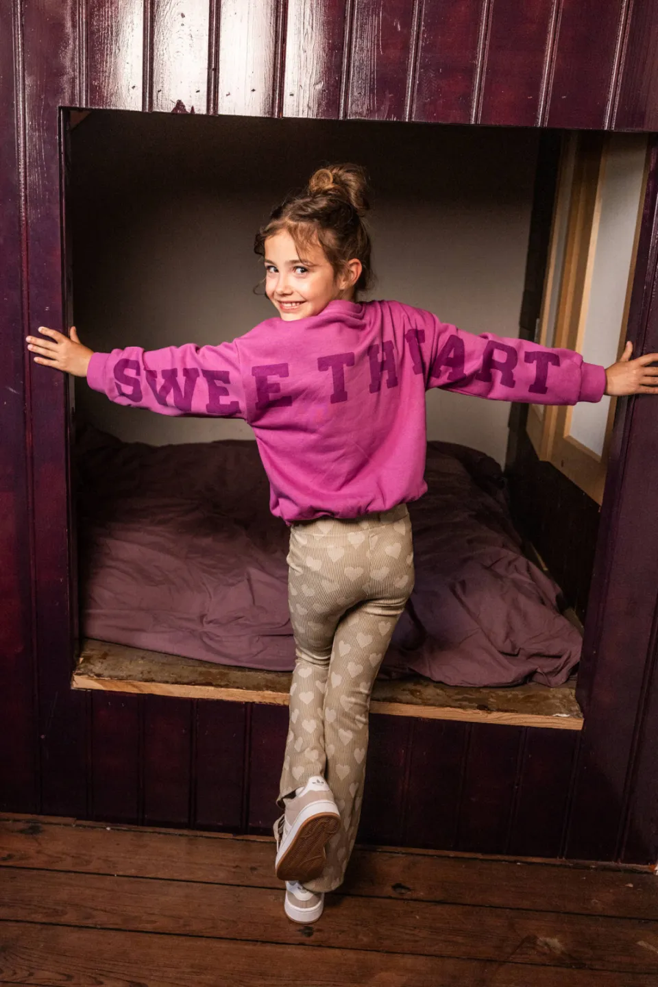 LOOXS little boxy cropped sweater met backprint - paars, foto 4