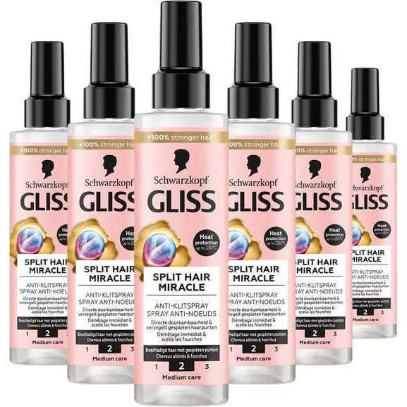 Gliss Split end Miracle Anti-klit spray - 6 x 200 ml - voordeelverpakking