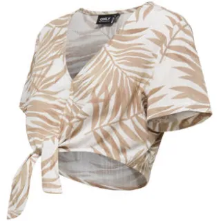 Only zwangerschaps top met bladprint wit/bruin, foto 2