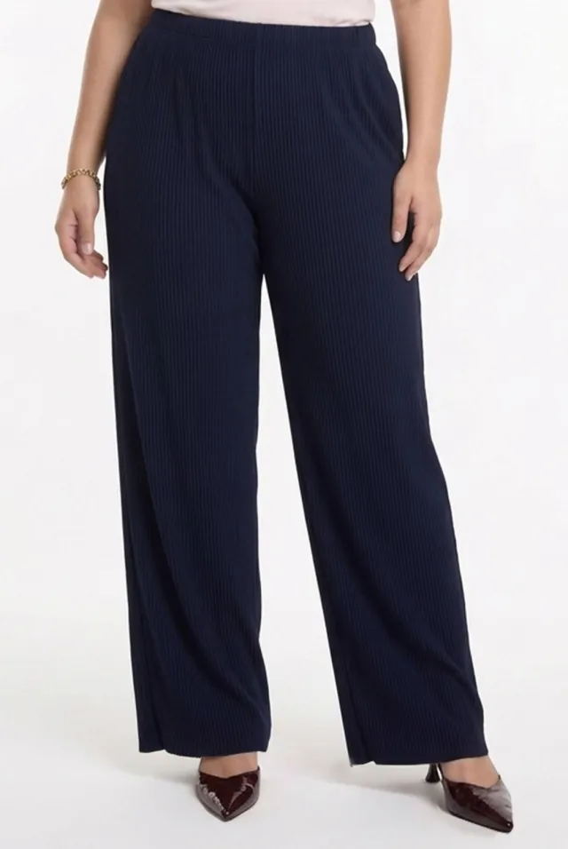 Yoek Pantalon loose PLISSÉ lange broek blauw, foto 3