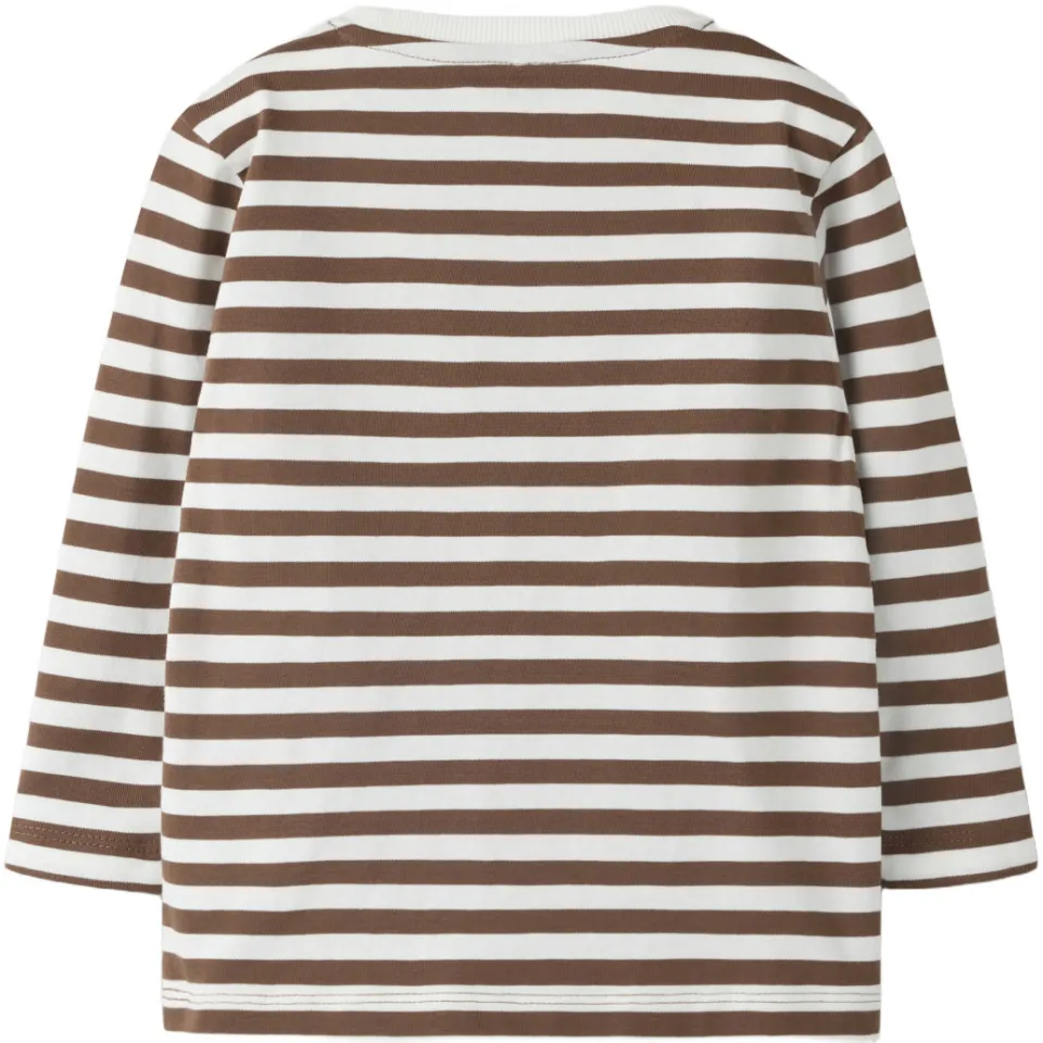 NAME IT MINI gestreepte longsleeve bruin wit, foto 2