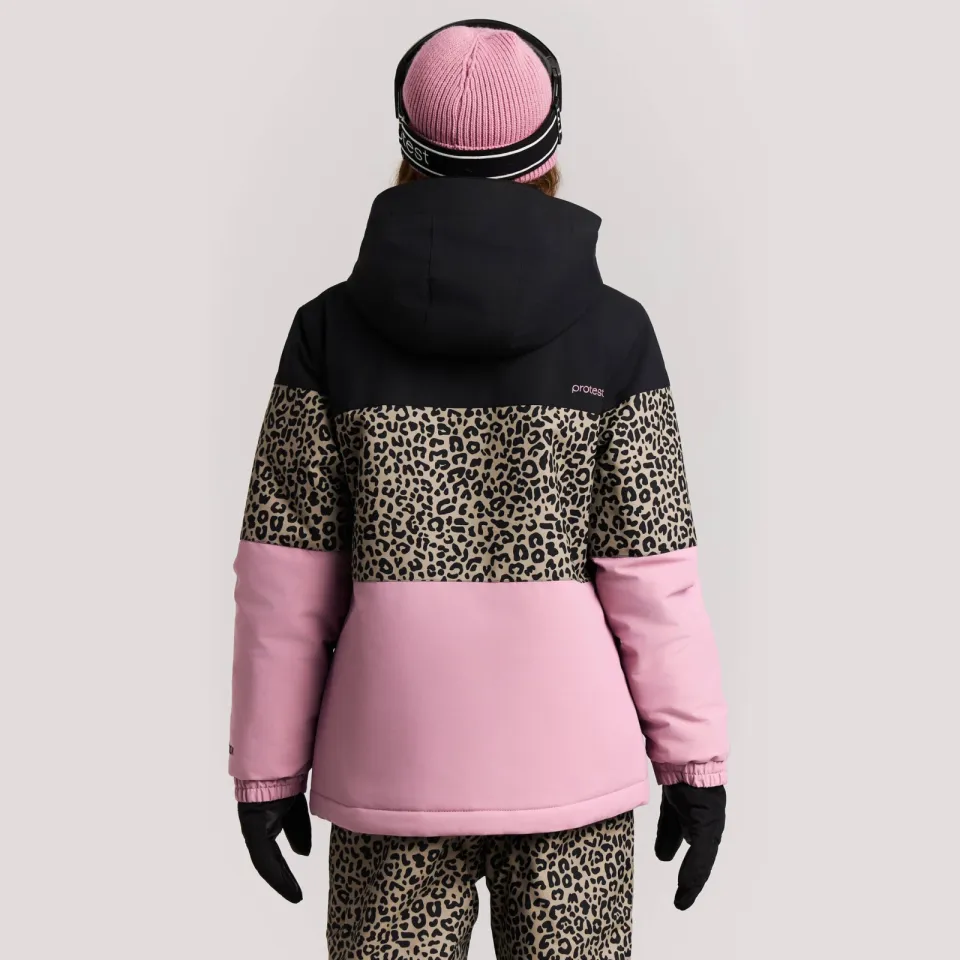 Protest PRTDeline JR ski-jas met dierenprint - zwart/roze/zand, foto 5