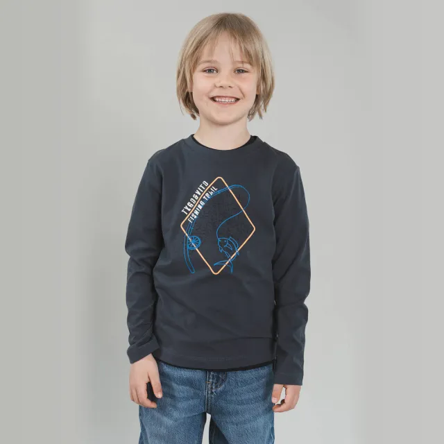 TYGO & vito jersey rechtvallende longsleeve met print antraciet