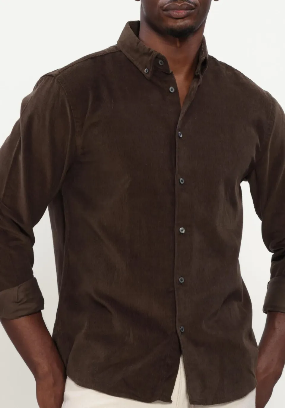 SELECTED MEN Heren Overhemden Slmregcole Danni Cord Bd Ls Shirt - Bruin, foto 5