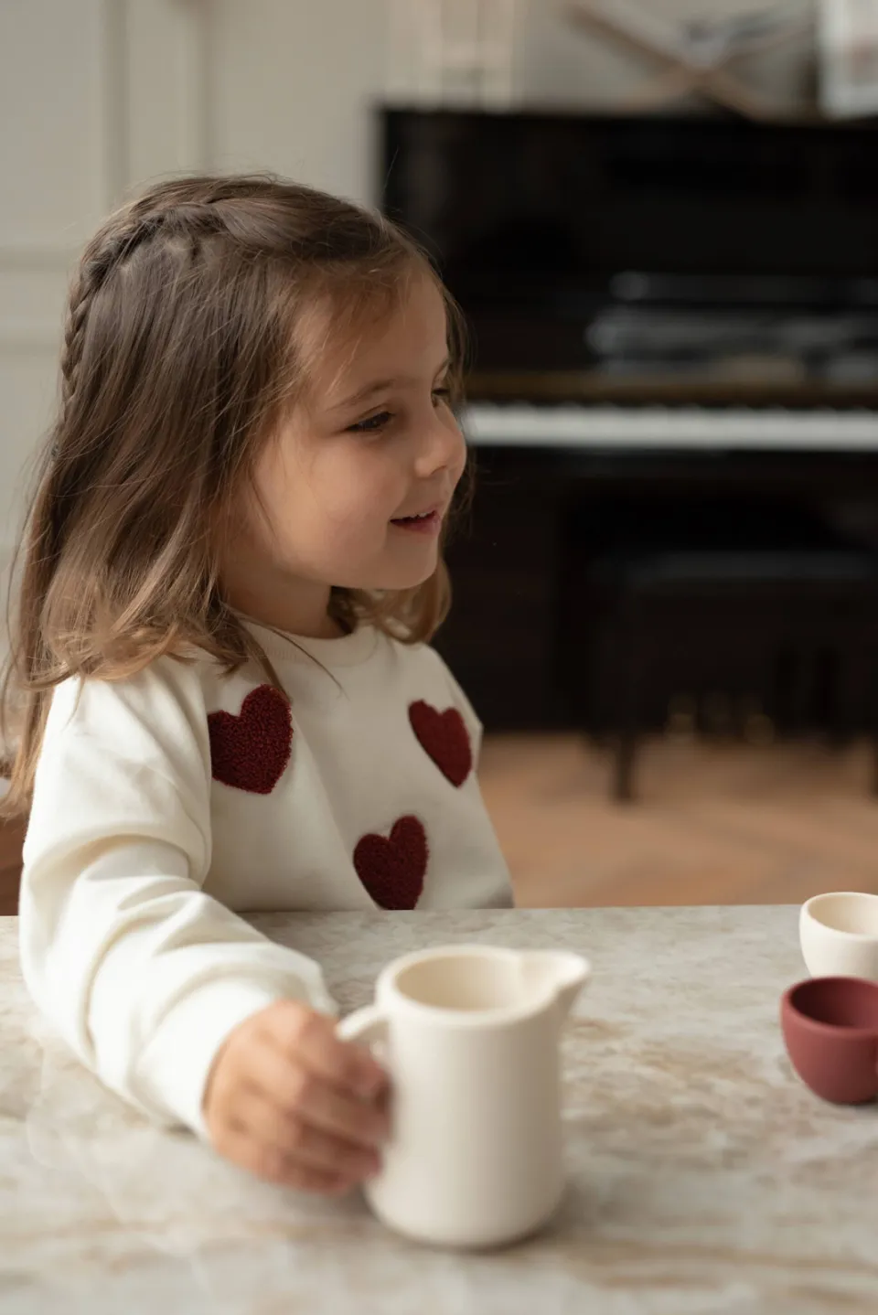 Dirkje rechtvallende sweater met hartjes - wit/rood, foto 6