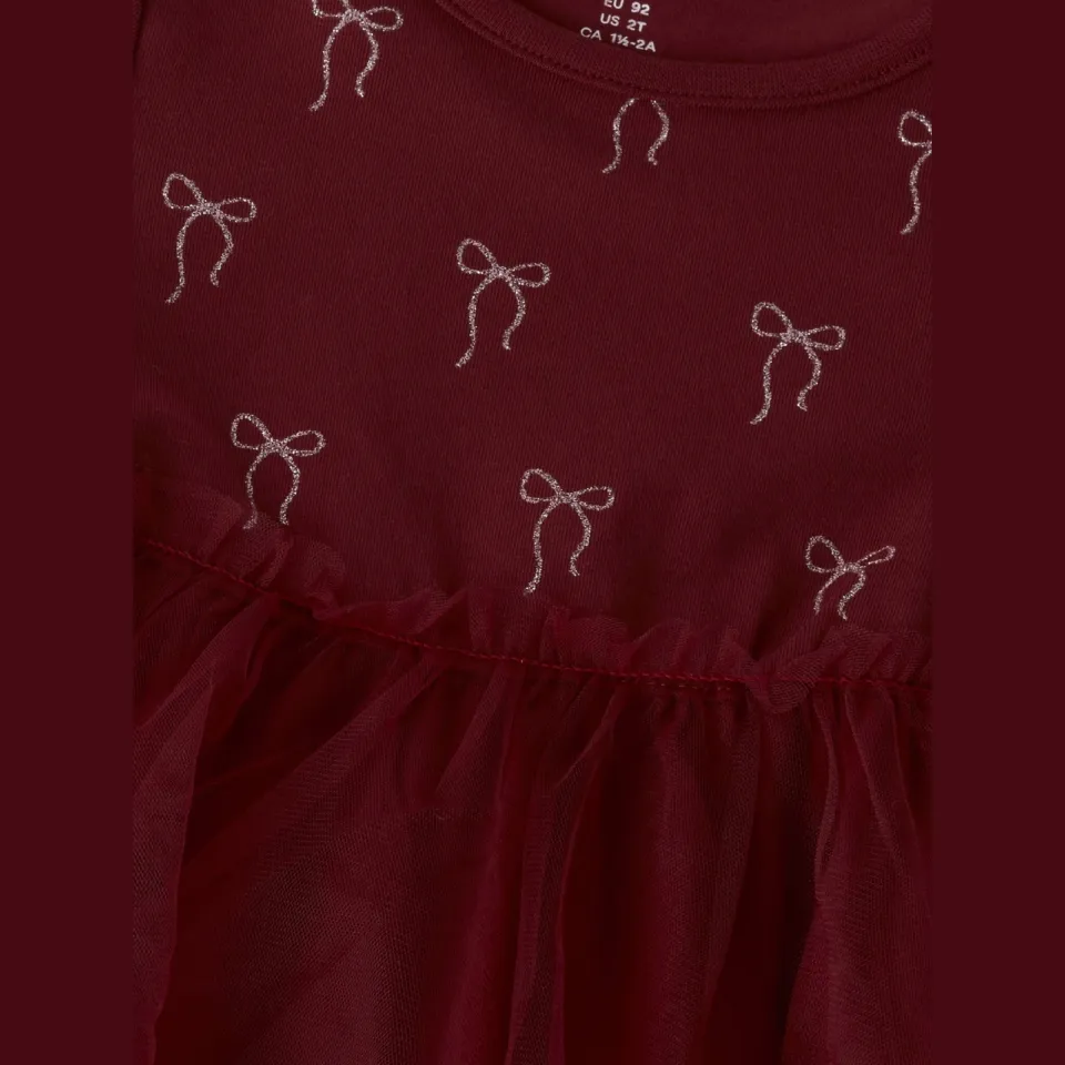 NAME IT MINI korte jurk met print donkerrood, foto 5