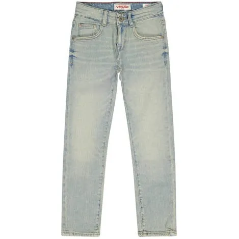 Vingino slim fit jeans light blue denim Blauw Jongens Katoen Effen Light Vintage