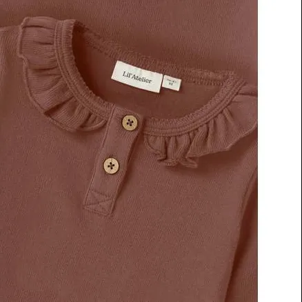 Lil' Atelier longsleeve met ruches bruin, foto 4