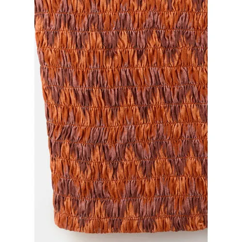 Mango cropped top met smockwerk en print donkeroranje donker oranje/bruin, foto 8