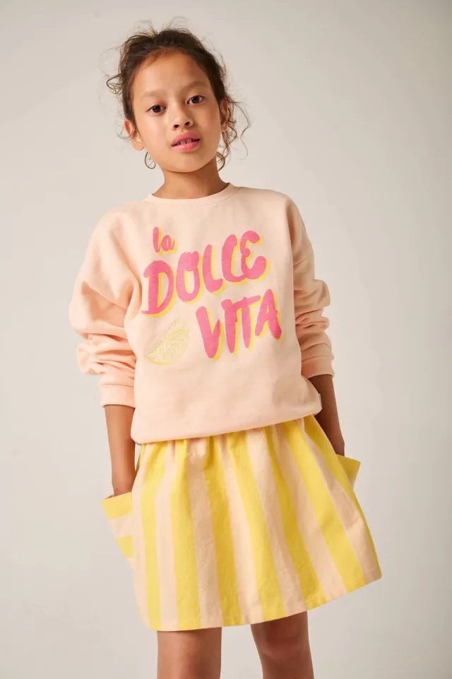 Tumble 'n Dry gestreepte korte rok geel Lichtroze
