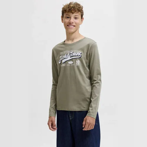 Jack & Jones Junior longsleeve met logo grijsgroen, foto 2
