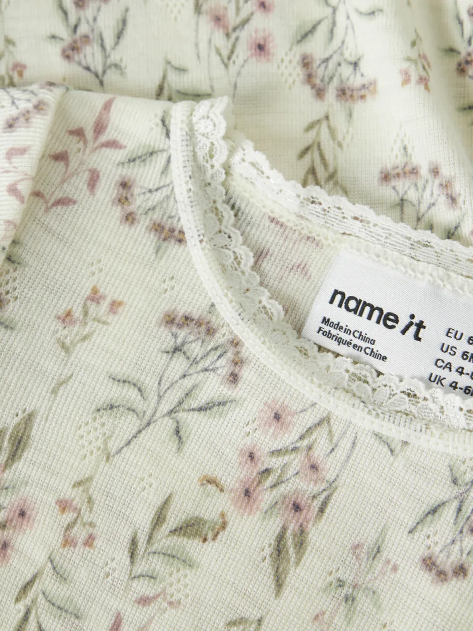 NAME IT BABY gebloemde romper met wol - ecru, foto 6