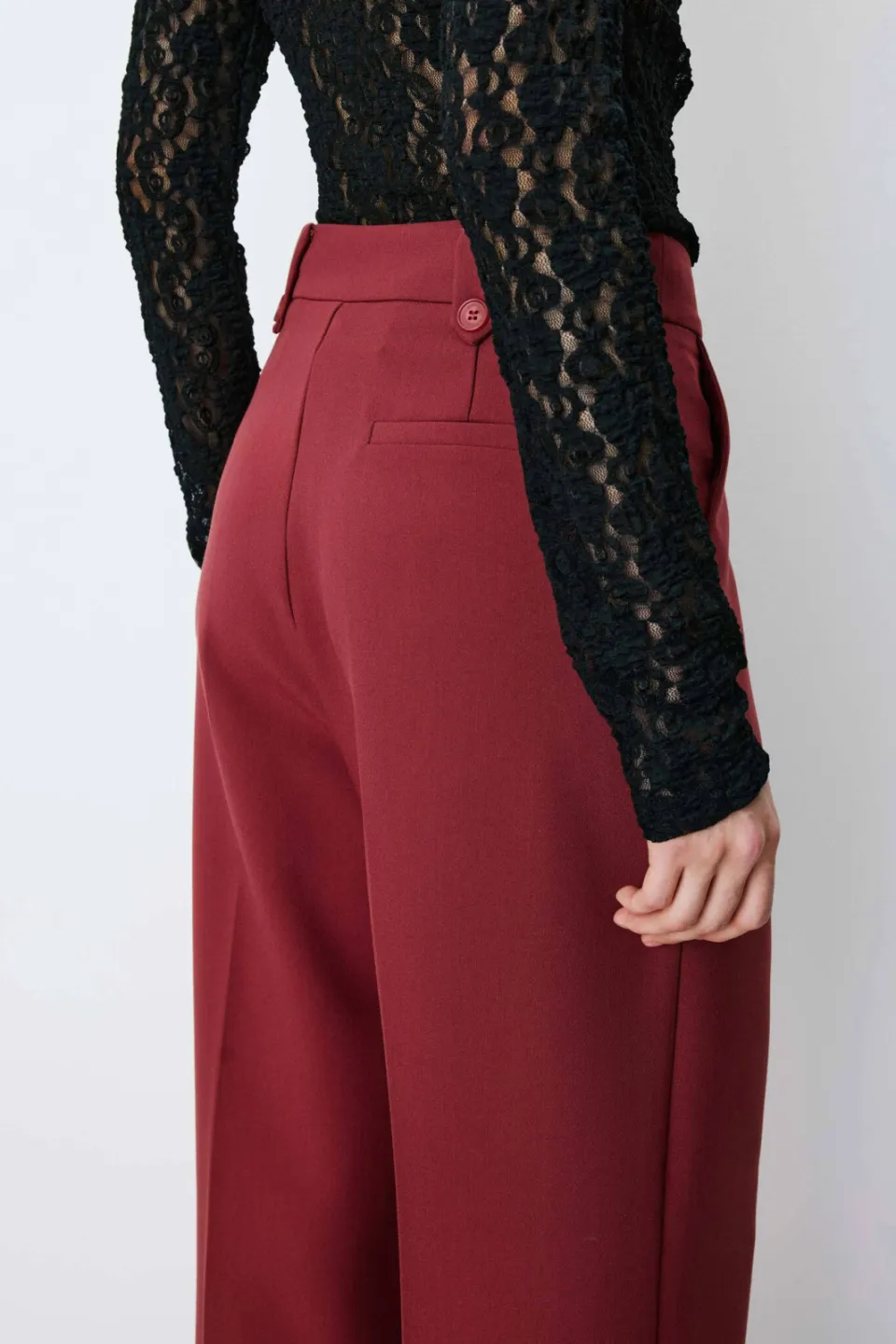 Grace & Mila straight leg broek - donkerrood, foto 5