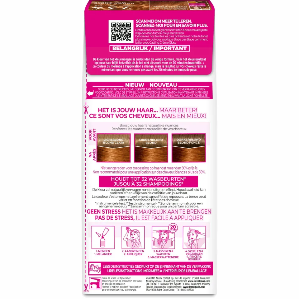 L'oréal Casting Crème Gloss haarkleurmiddel koperblond 734, foto 4