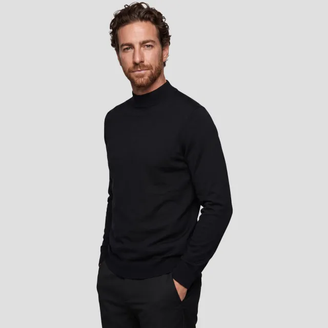 Profuomo wollen regular fit gebreide trui - zwart