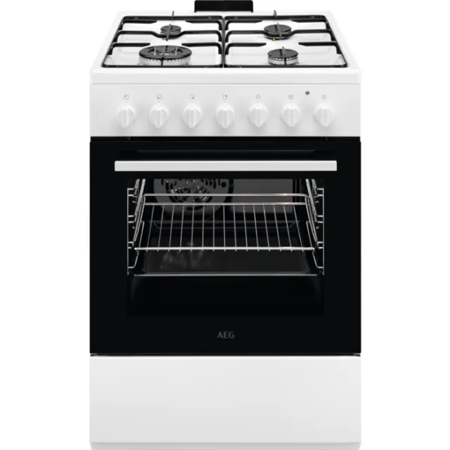 Aeg Elektrisch fornuis met gaskookplaat CKB64101BW RVS