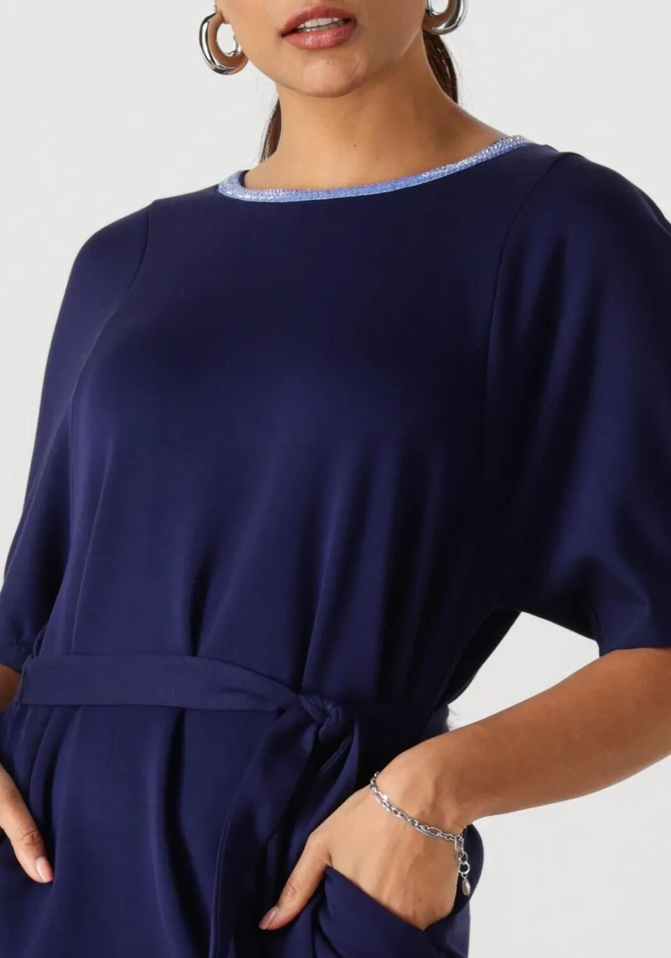 POM Amsterdam Macy midi jurk donkerblauw, foto 6