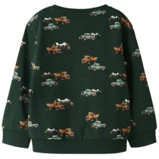 NAME IT MINI sweater met print - donkergroen All over print, foto 2