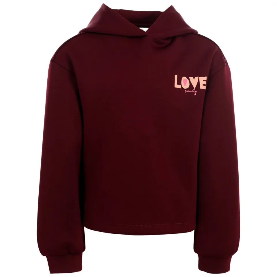 LOOXS little boxy hoodie - donkerrood, foto 3