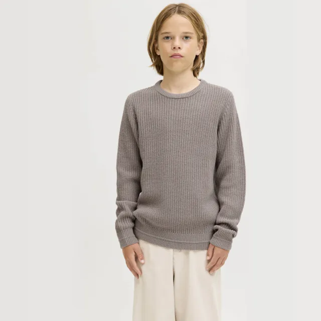 Jack & Jones JUNIOR trui bruin grof gebreid Grijsbruin