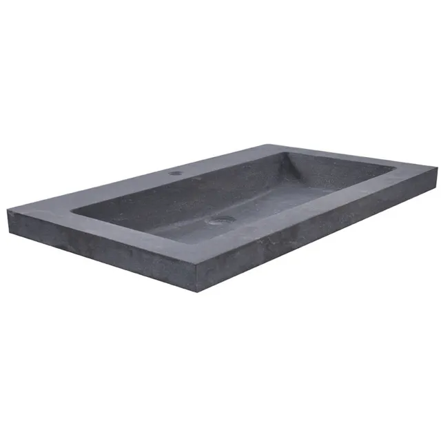 Boss & Wessing BWS Wastafel Hardsteen 60x46x5 cm 1 Kraangat Mat Zwart