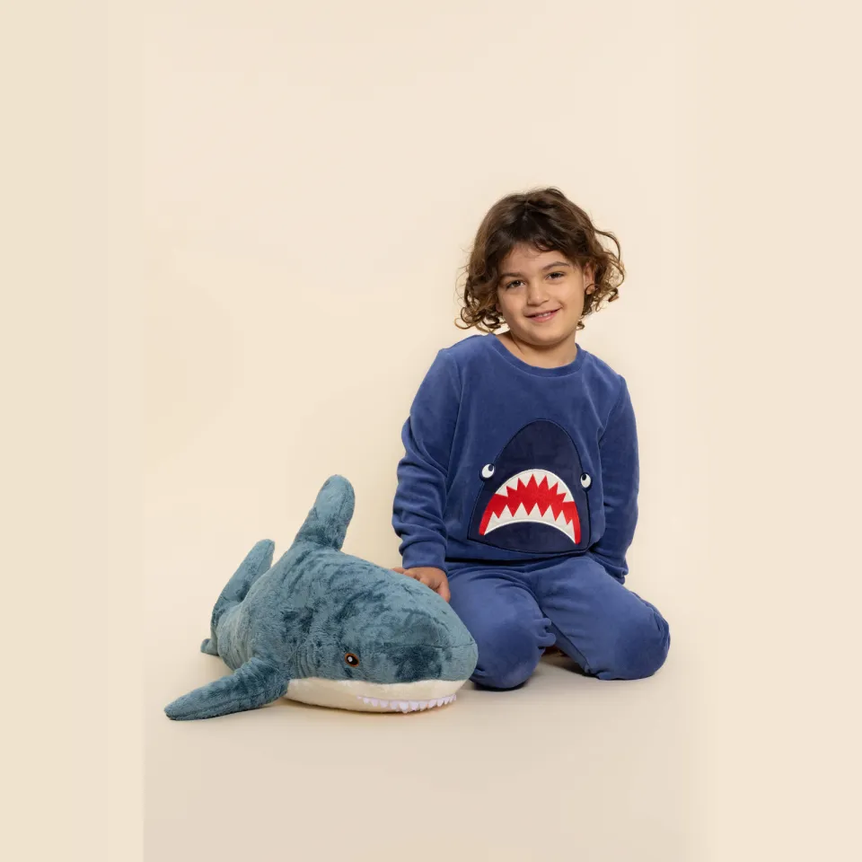 Charlie Choe pyjama met borduursels en print blauw, foto 3