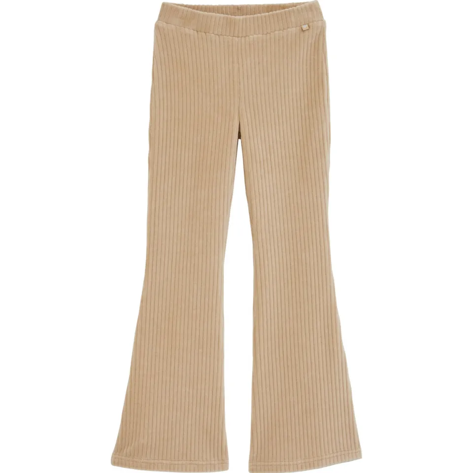 WE Fashion fluwelen flared broek zand, foto 2