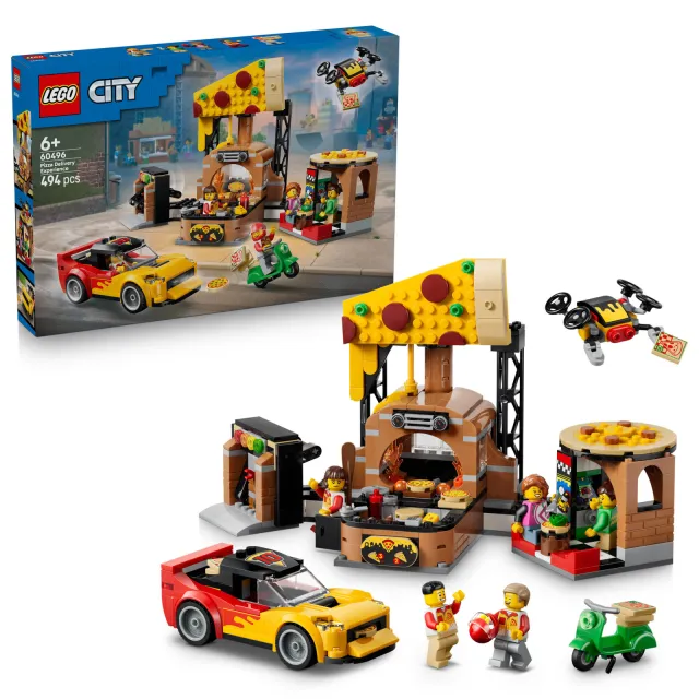 Lego City Pizzacentrale met voertuigen 60496