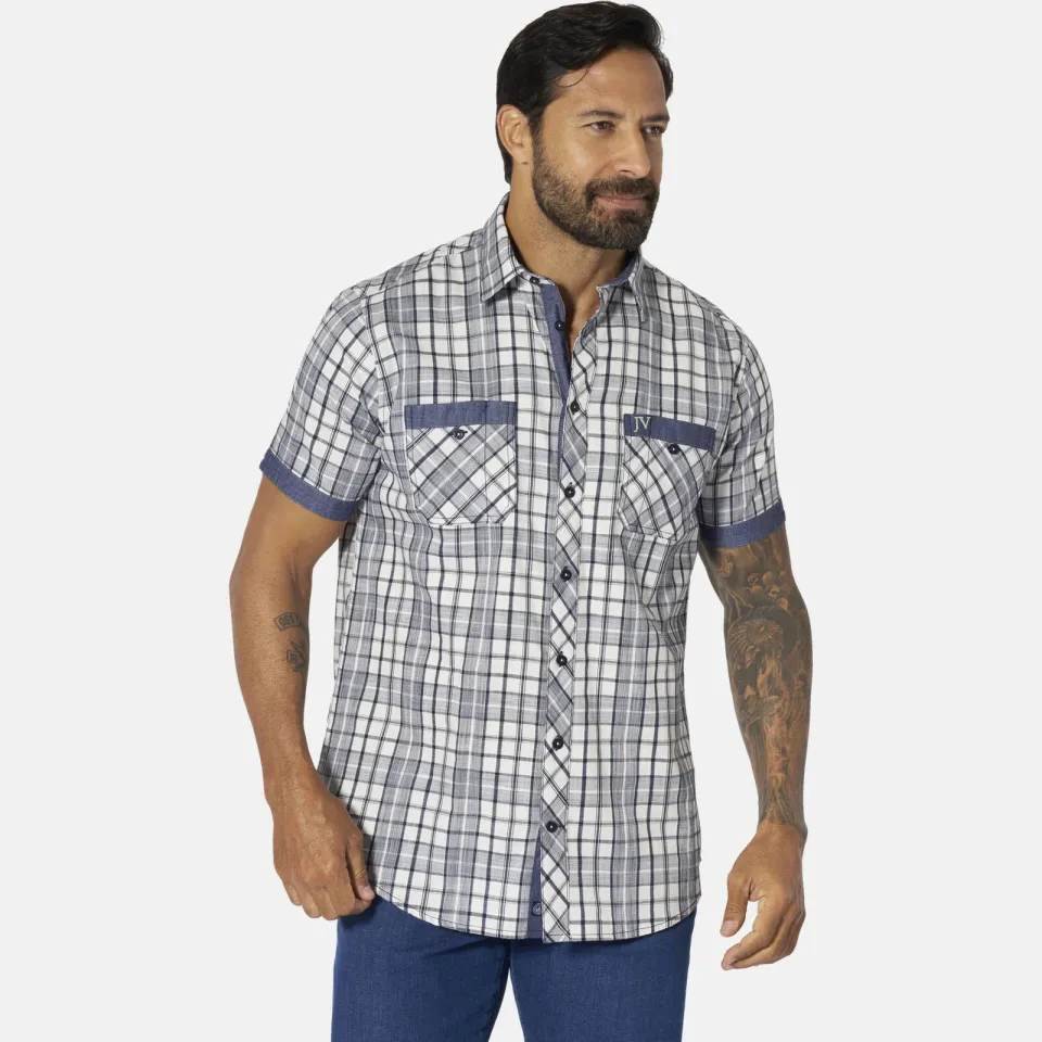 Jan Vanderstorm +FIT Collectie regular geruit casual overhemd Plus wit, foto 5