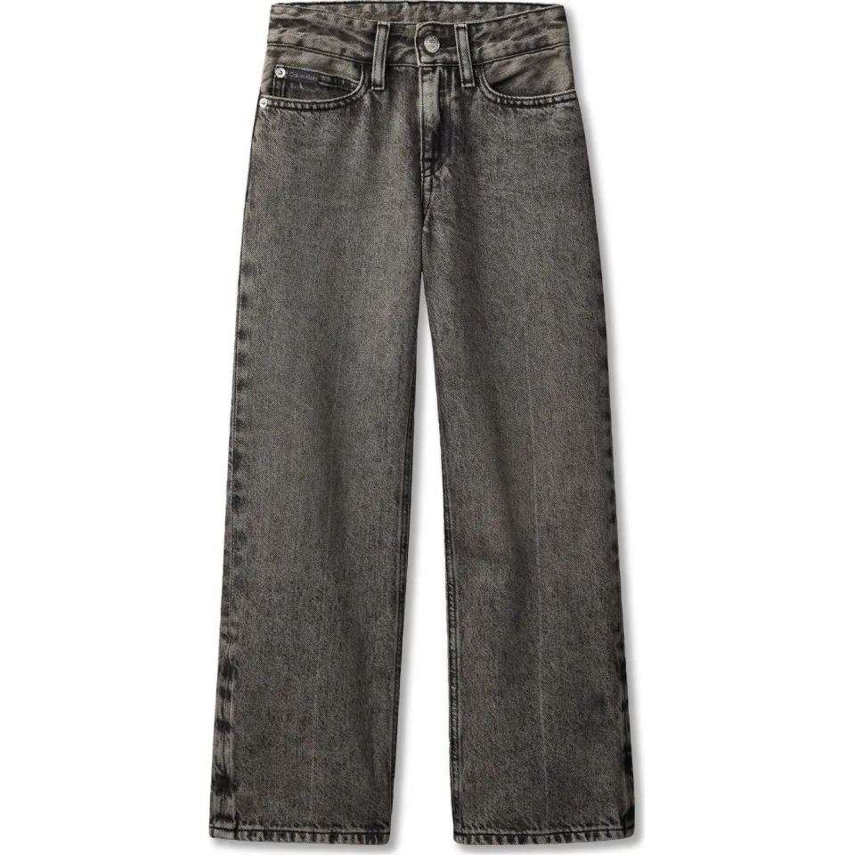 Calvin Klein relaxed wide leg jeans black denim, foto 2