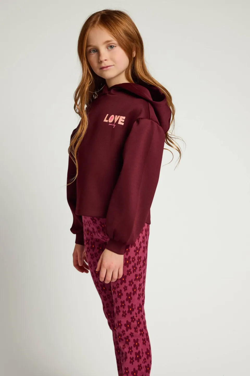 LOOXS little boxy hoodie - donkerrood, foto 6