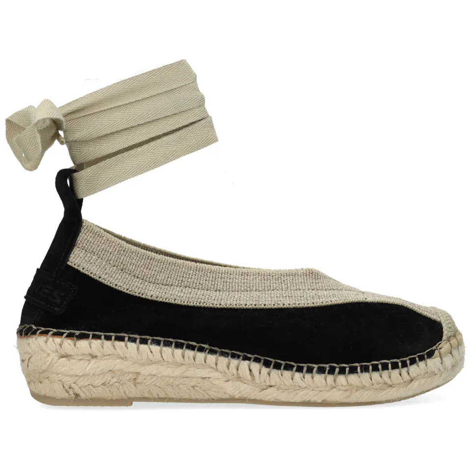 Shabbies Amsterdam Palma Kimono espadrille Suède Zwart Black