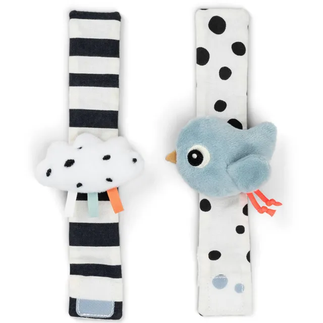 Done By Deer polsrammelaarset Happy Clouds (set van 2) - Blauw