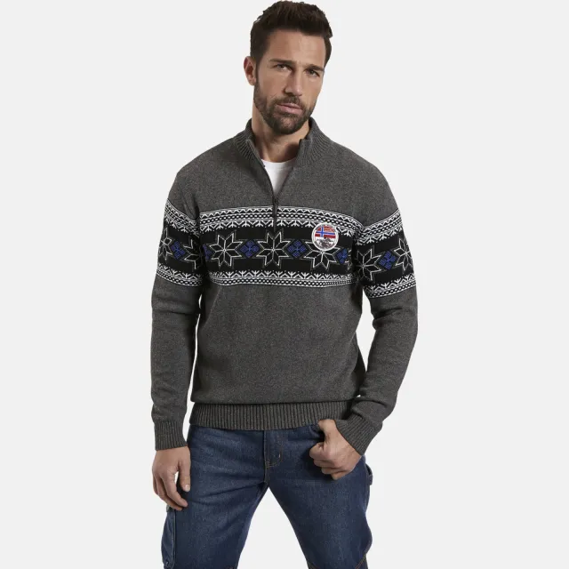 Jan Vanderstorm +FIT Collectie gebreide trui EERU Plus donkergrijs