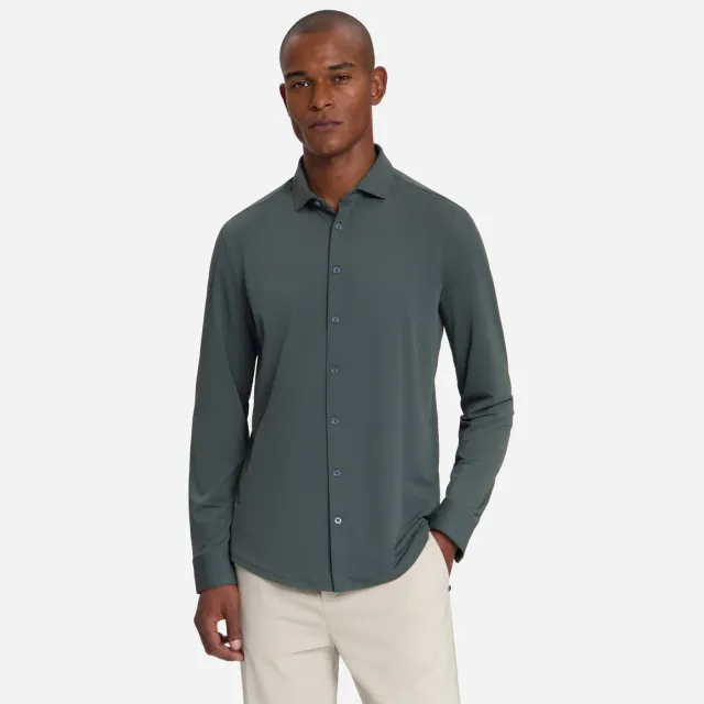 No Excess regular casual overhemd donkergroen Dark Steel