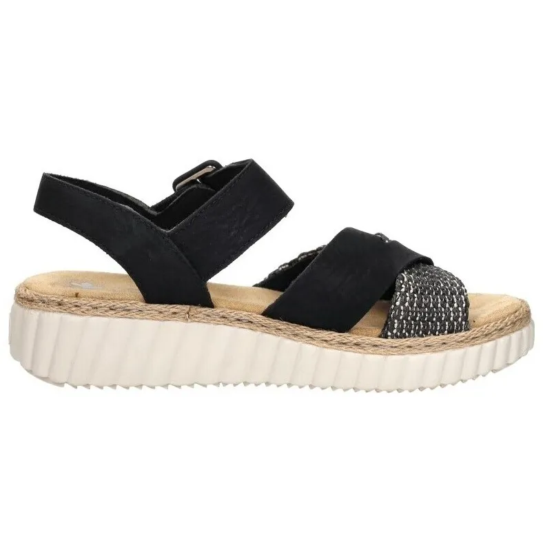 Rieker sandalen plat zwart