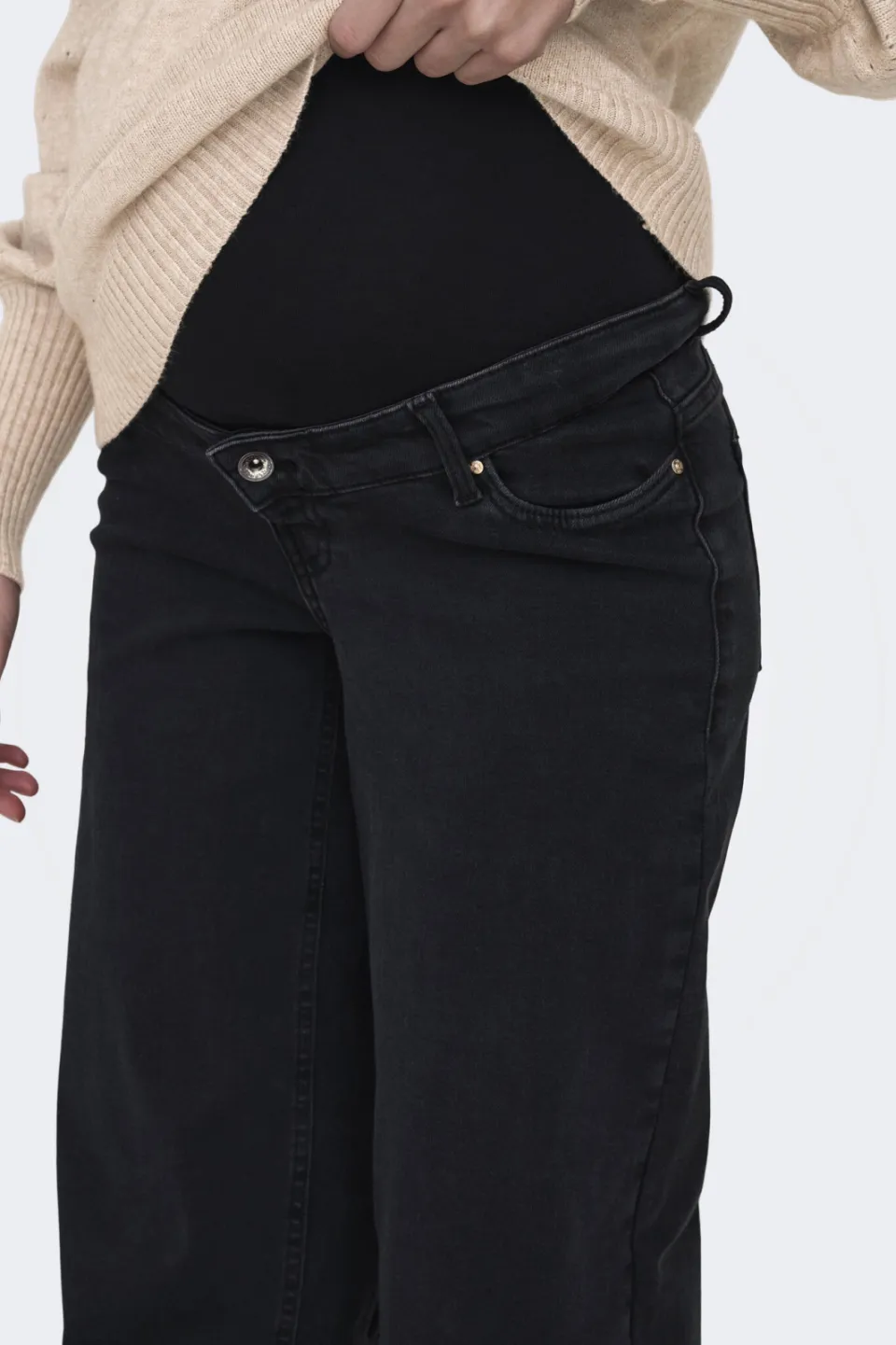 Only MATERNITY OLMMADISON zwangerschaps wide leg jeans - zwart, foto 3