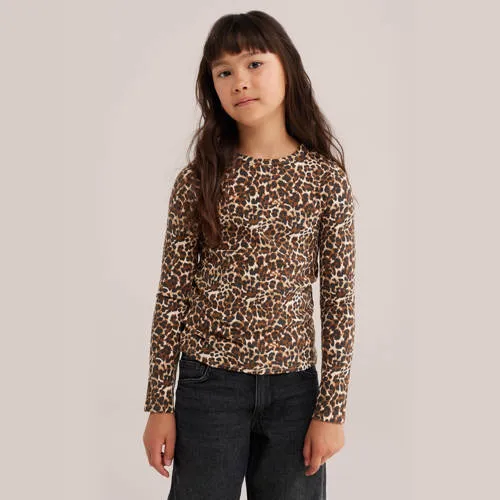 WE Fashion longsleeve met panterprint bruin, foto 2