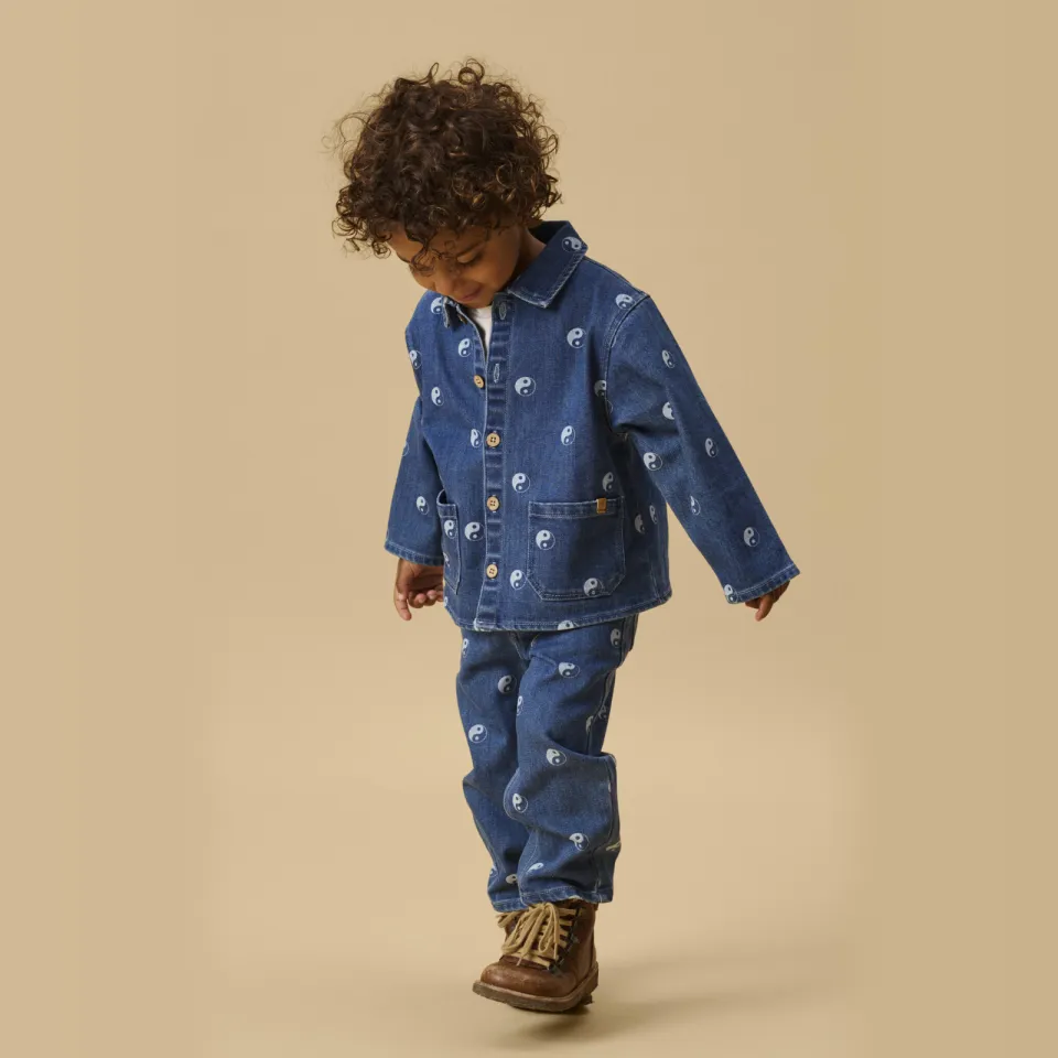 Lil' Atelier MINI denim overshirt met print - Dark blue denim, foto 4