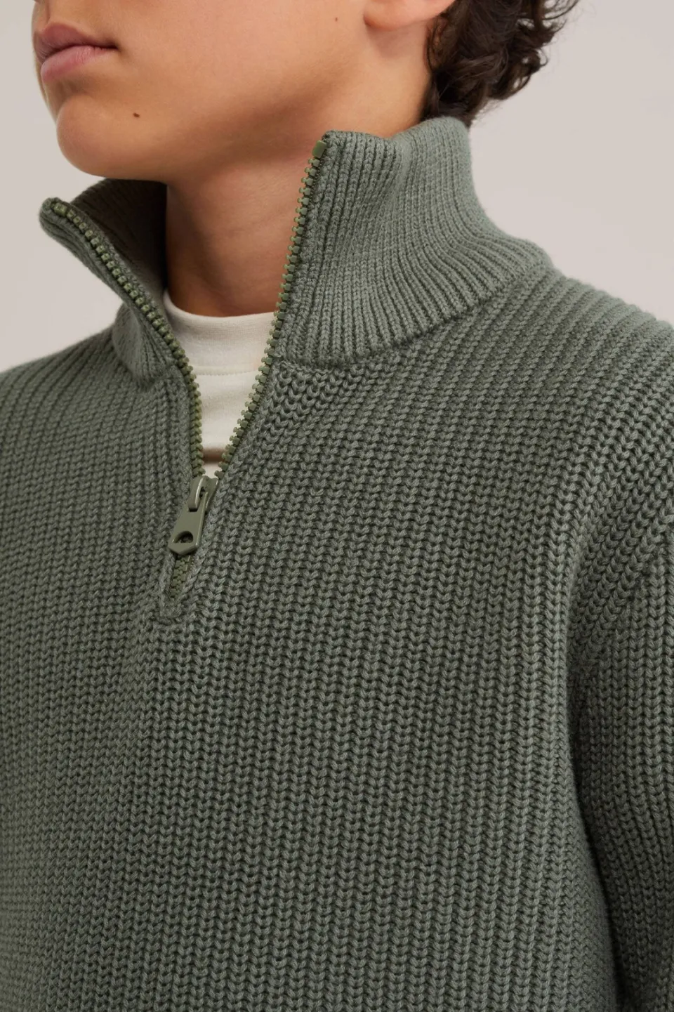 WE Fashion katoenen gebreide trui - olijfgroen, foto 4