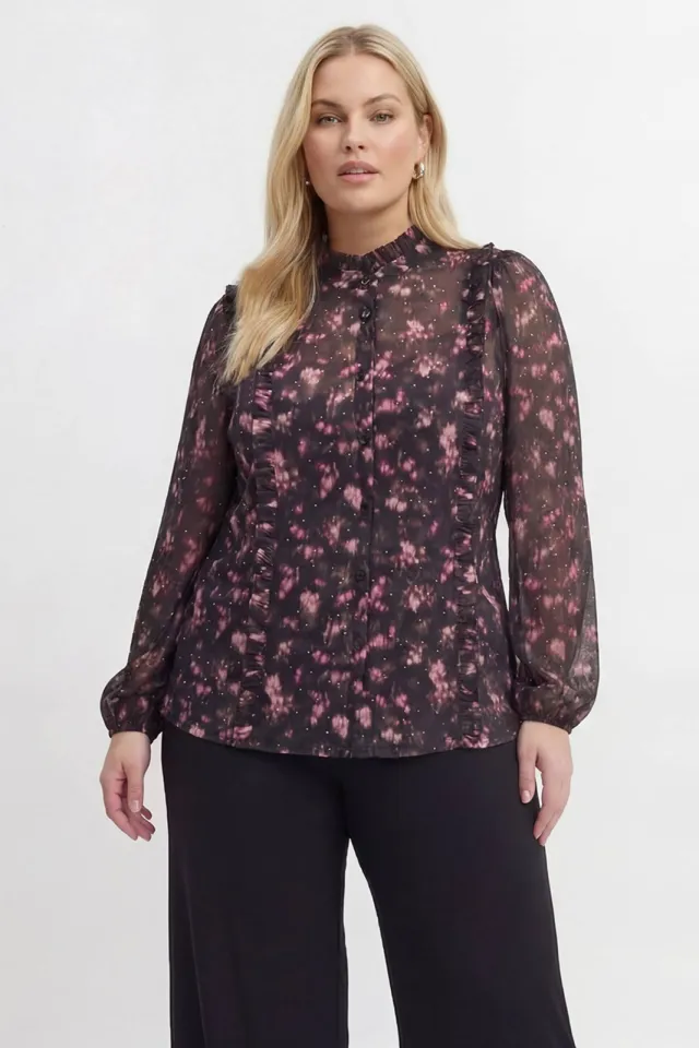 Yoek Blouse Rosy zwart