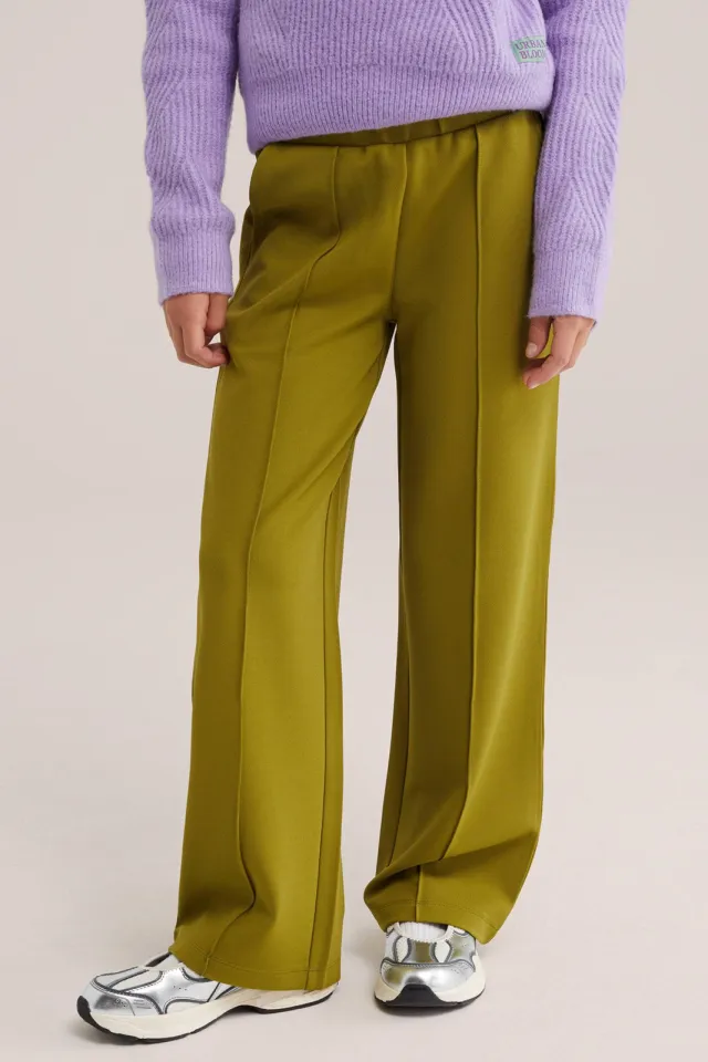 WE Fashion loose fit casual broek olijfgroen