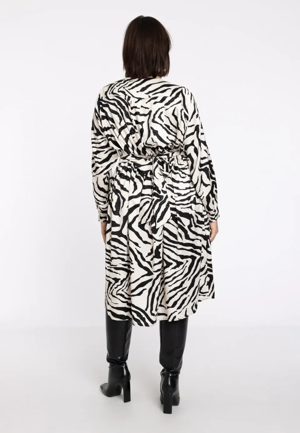 Yoek TIGRE midi jurk zwart-wit, foto 5